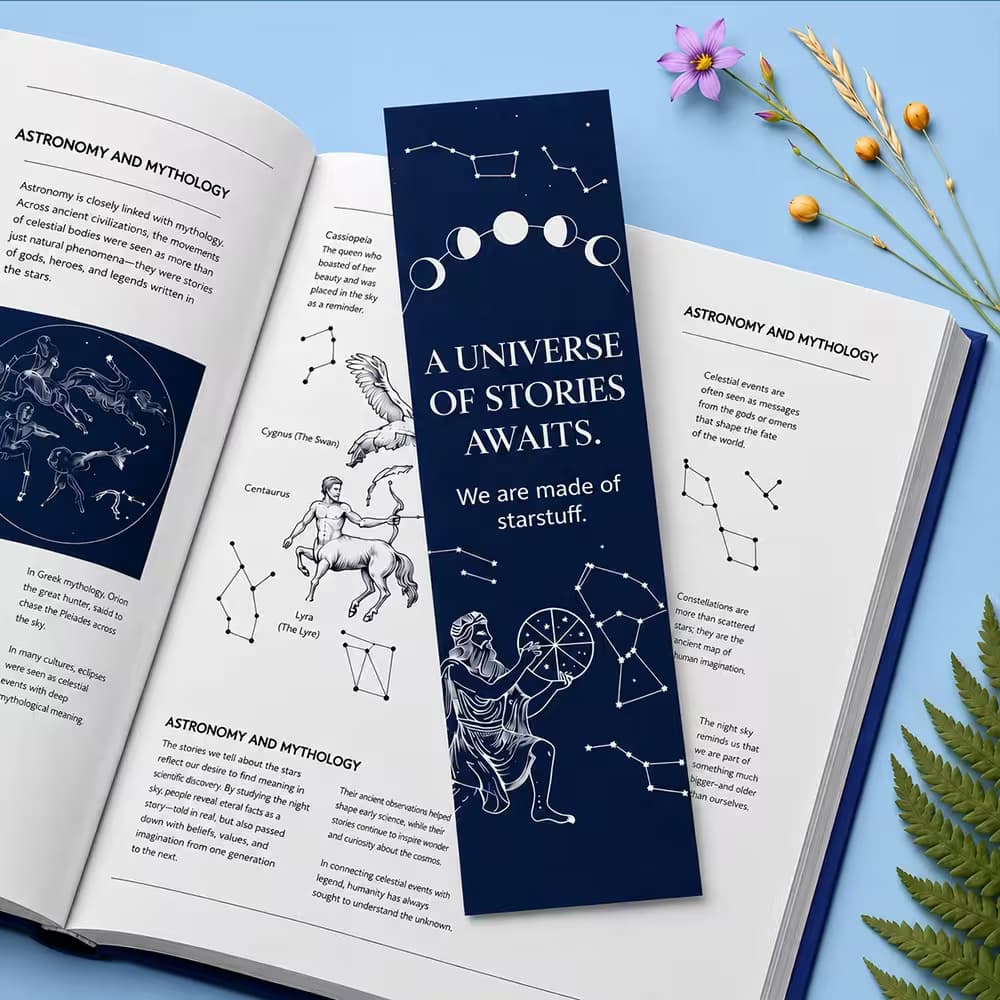 standard bookmark with navy constellation design