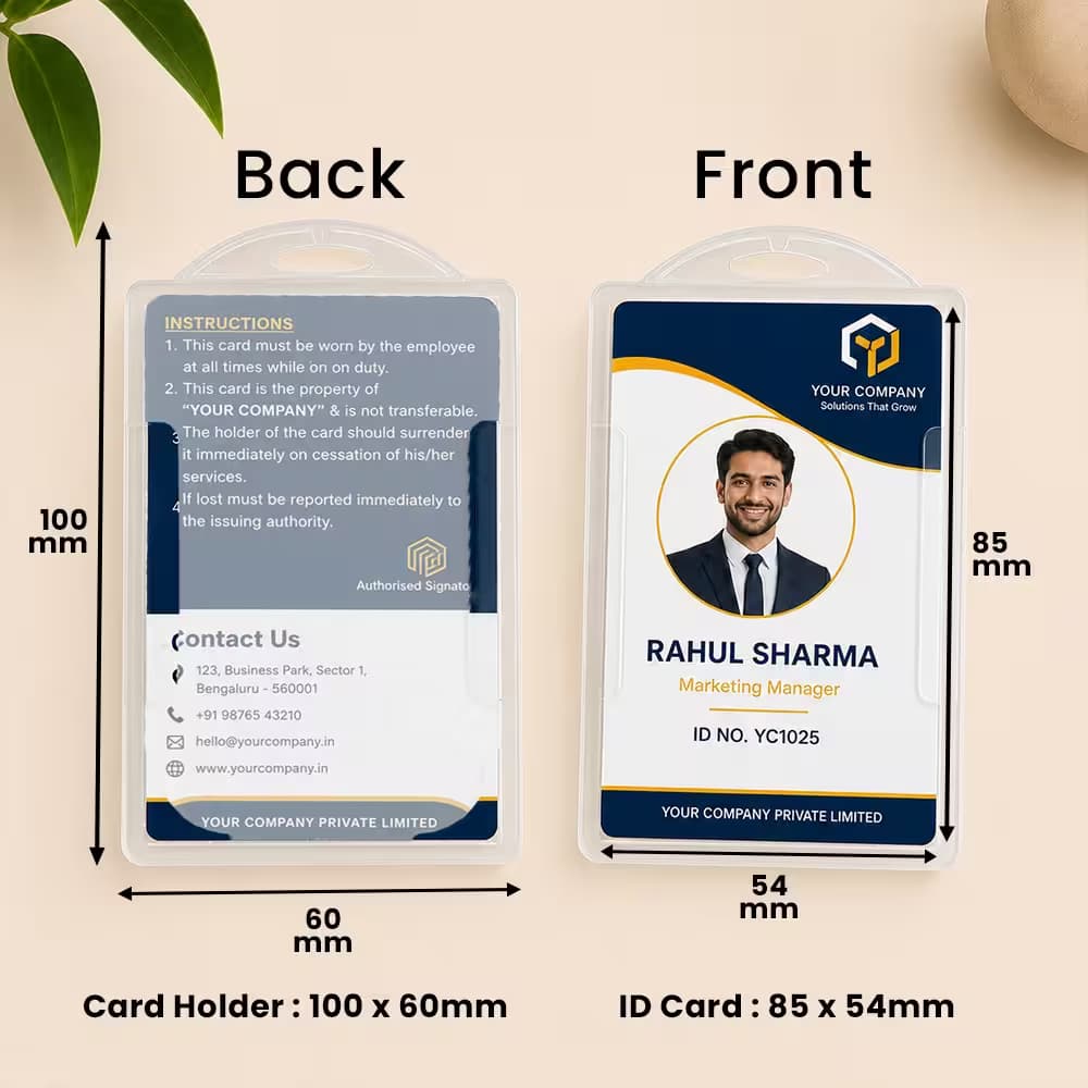 Transparent PVC ID card holder with printed card