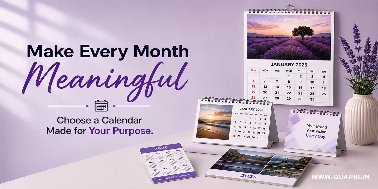 Custom Calendar Printing featuring wall, desk, and table calendars with personalized designs for every month.