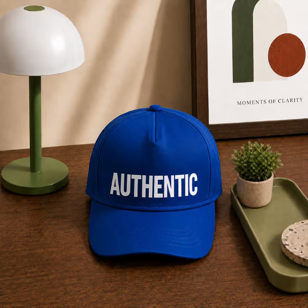 custom logo printed blue cap