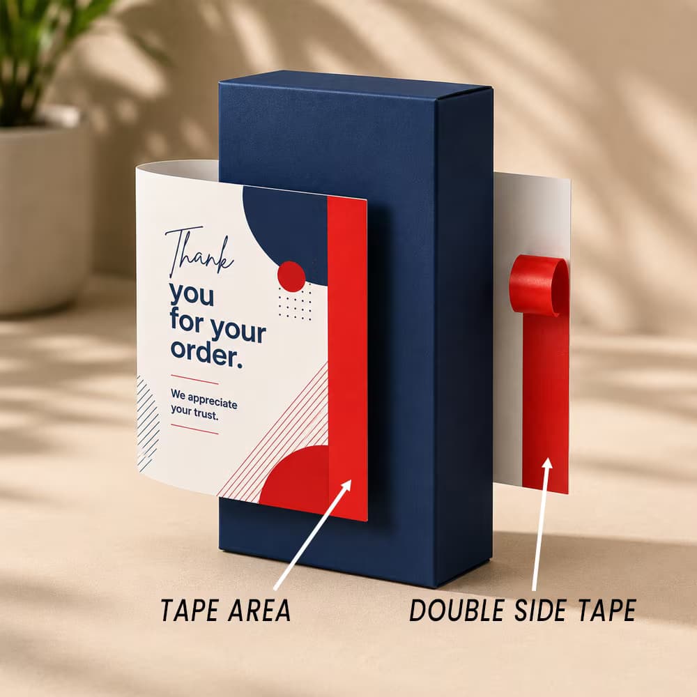 Custom packaging sleeve with double-sided tape