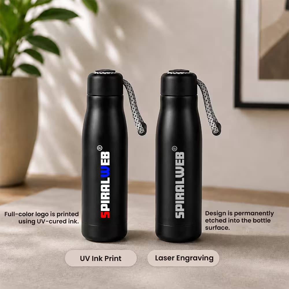 fashion bottle with uv print and laser engraving