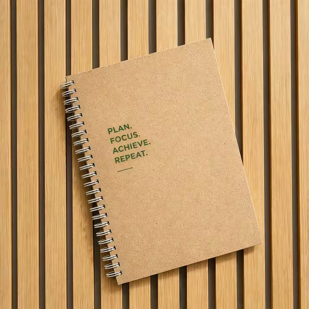 Eco-friendly wire-0 notebook with recycled kraft cover