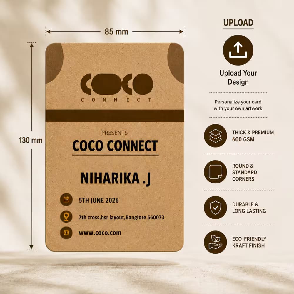 Custom event ID card 85x130mm kraft paper design
