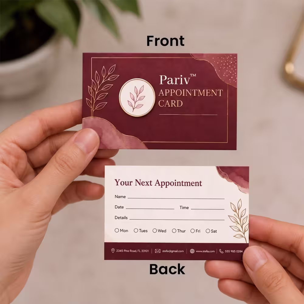 Appointment card with custom front and back printing