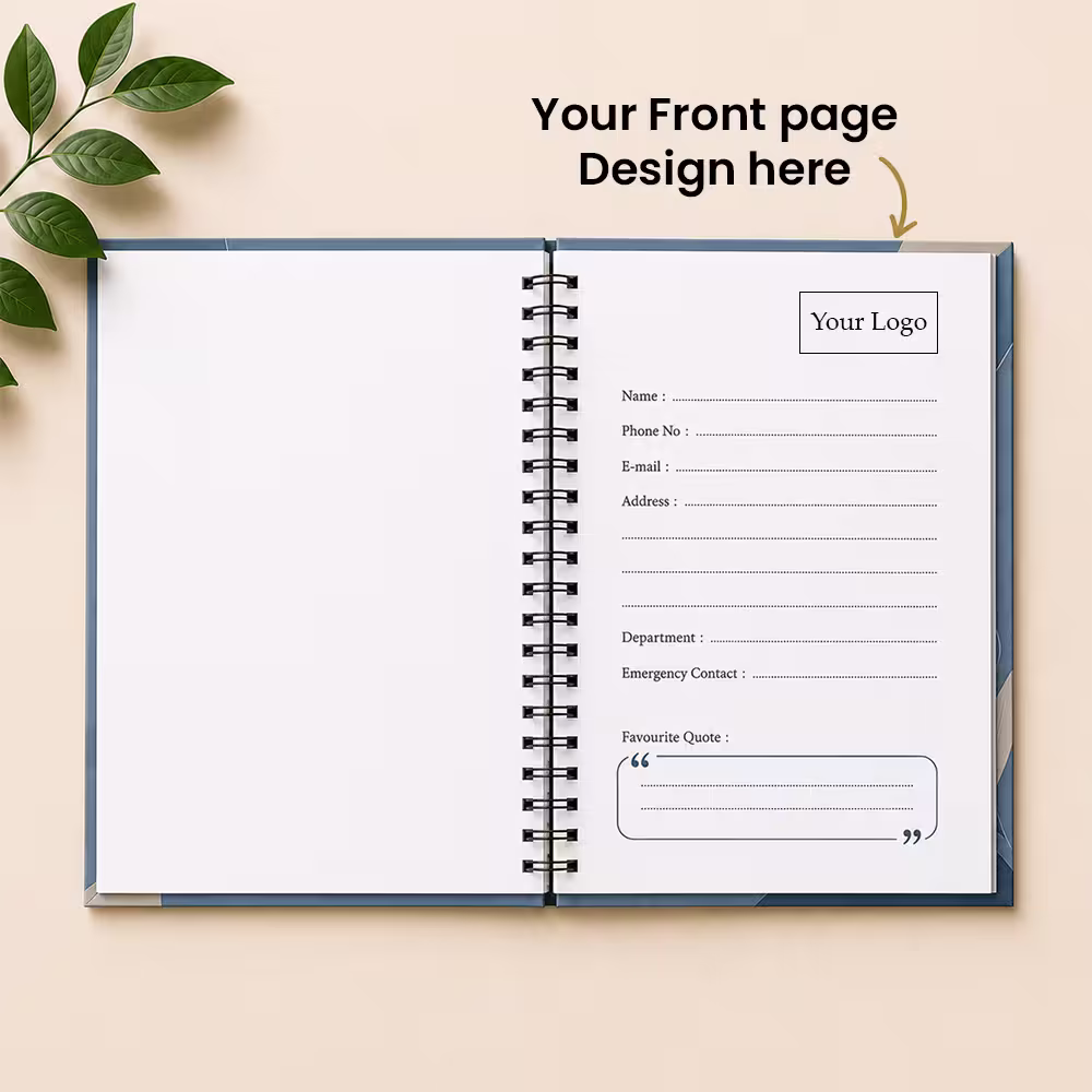 Corporate Wiro diary with custom front page and personal details