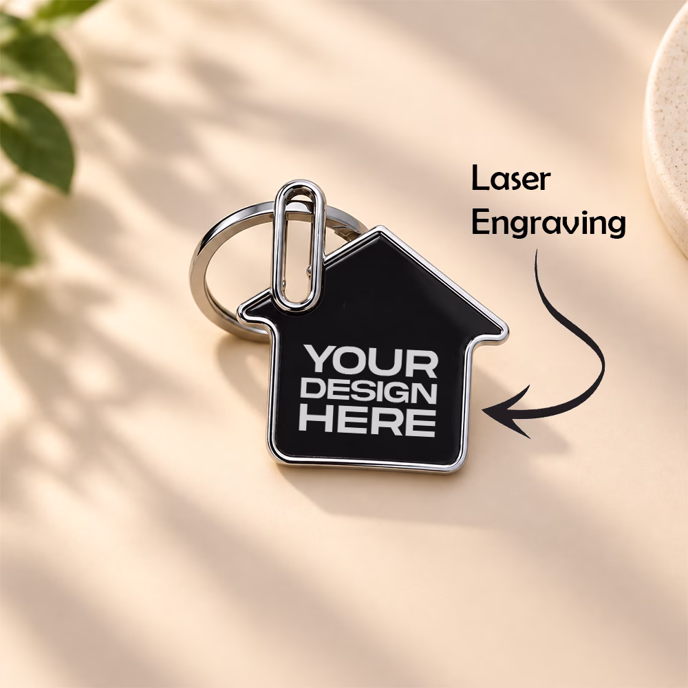 Home keychain with laser engraving