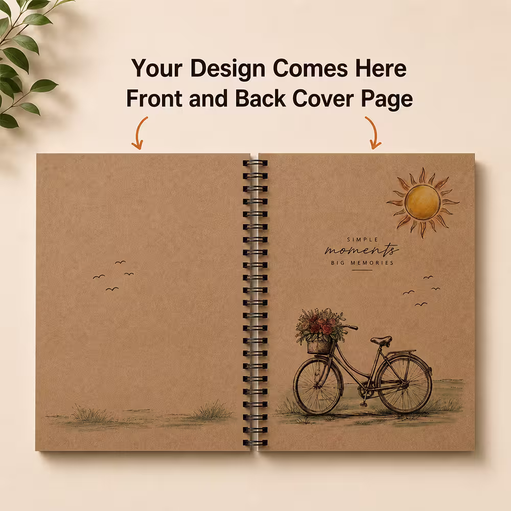 Kraft diary with custom design printed on the front and back covers