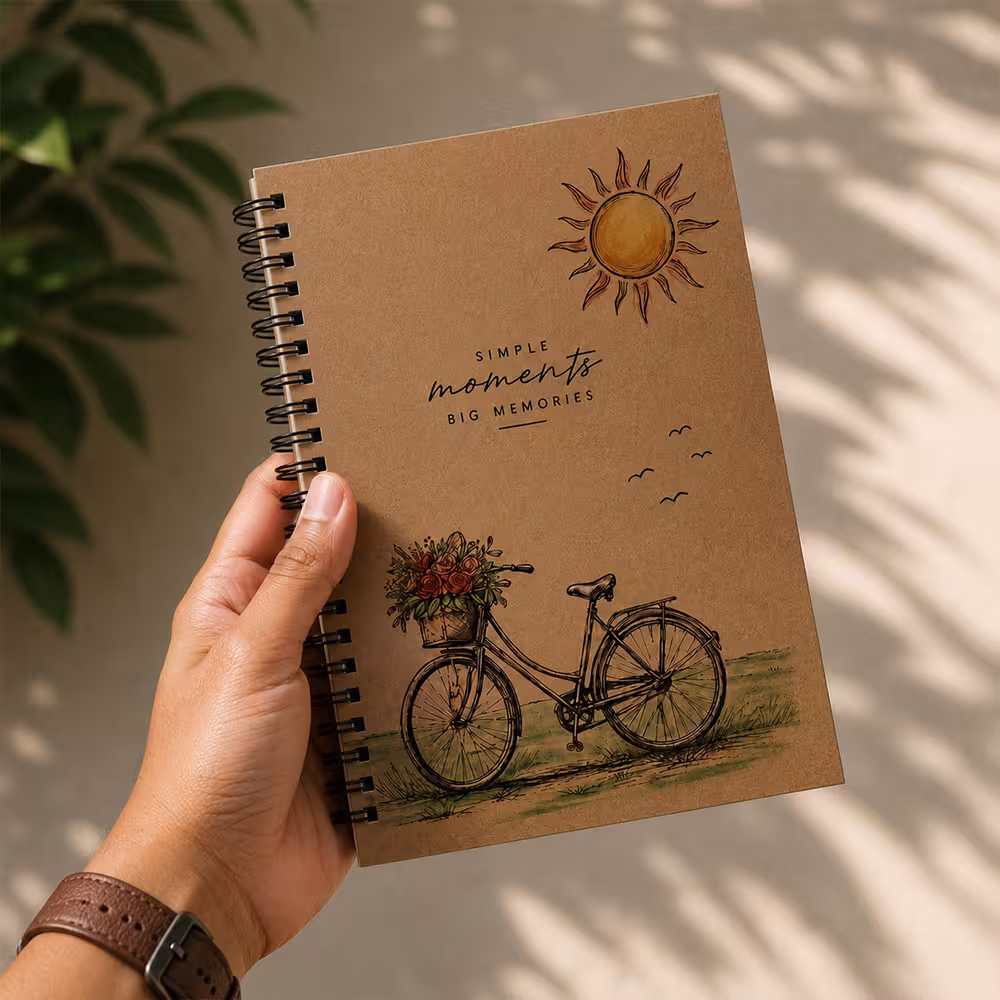Kraft softcover wiro diary with custom printed cover design