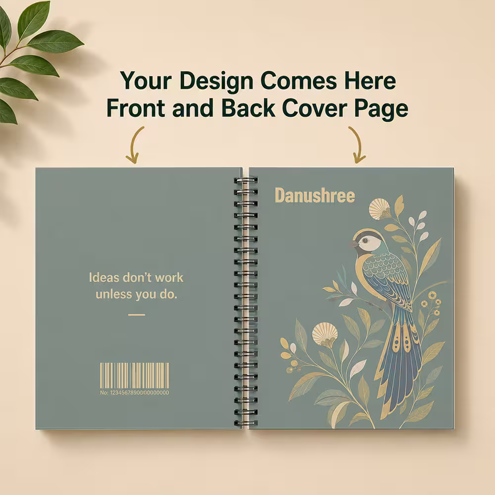 Personal diary with custom design printed on front and back cover
