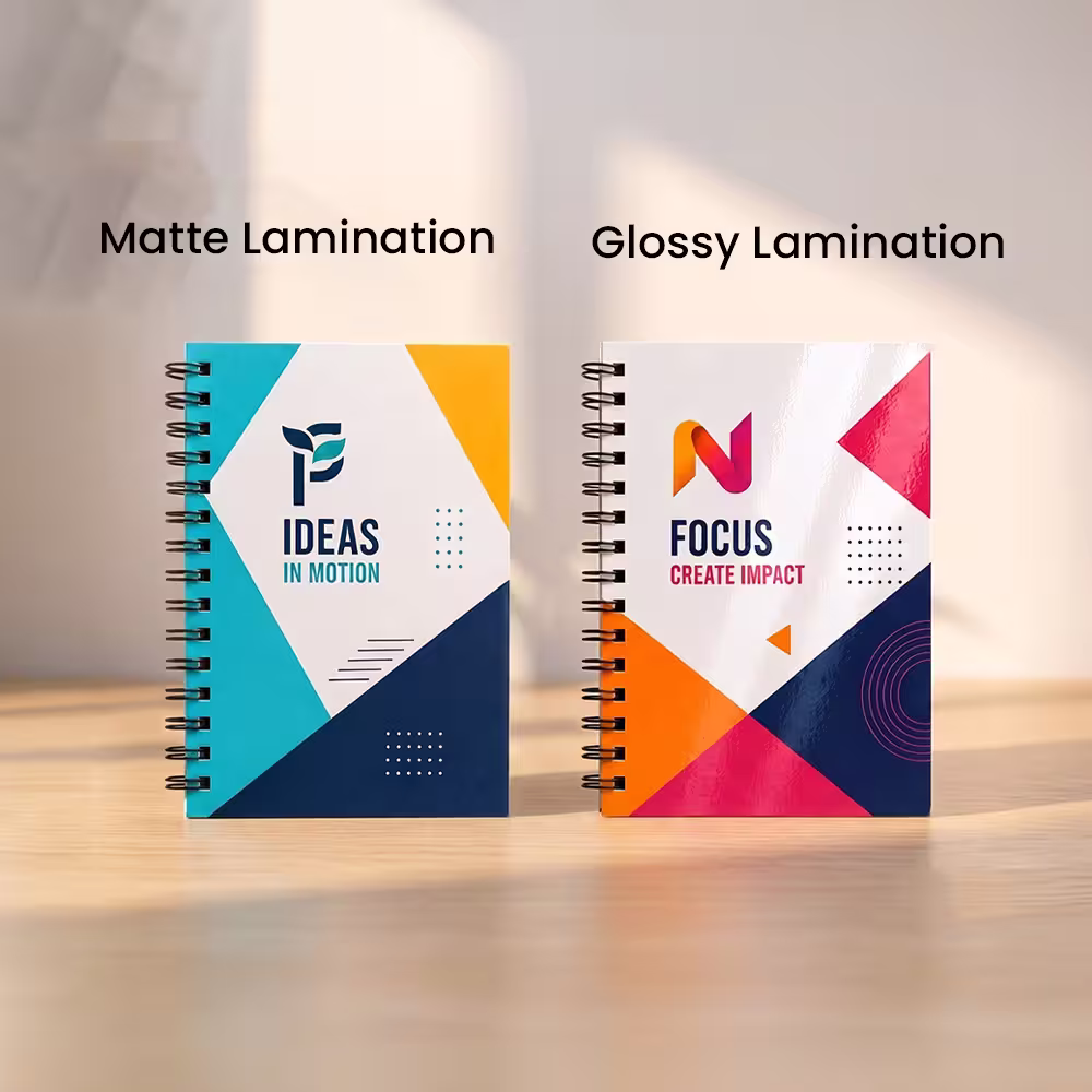 Pocket notebook with matte and glossy lamination