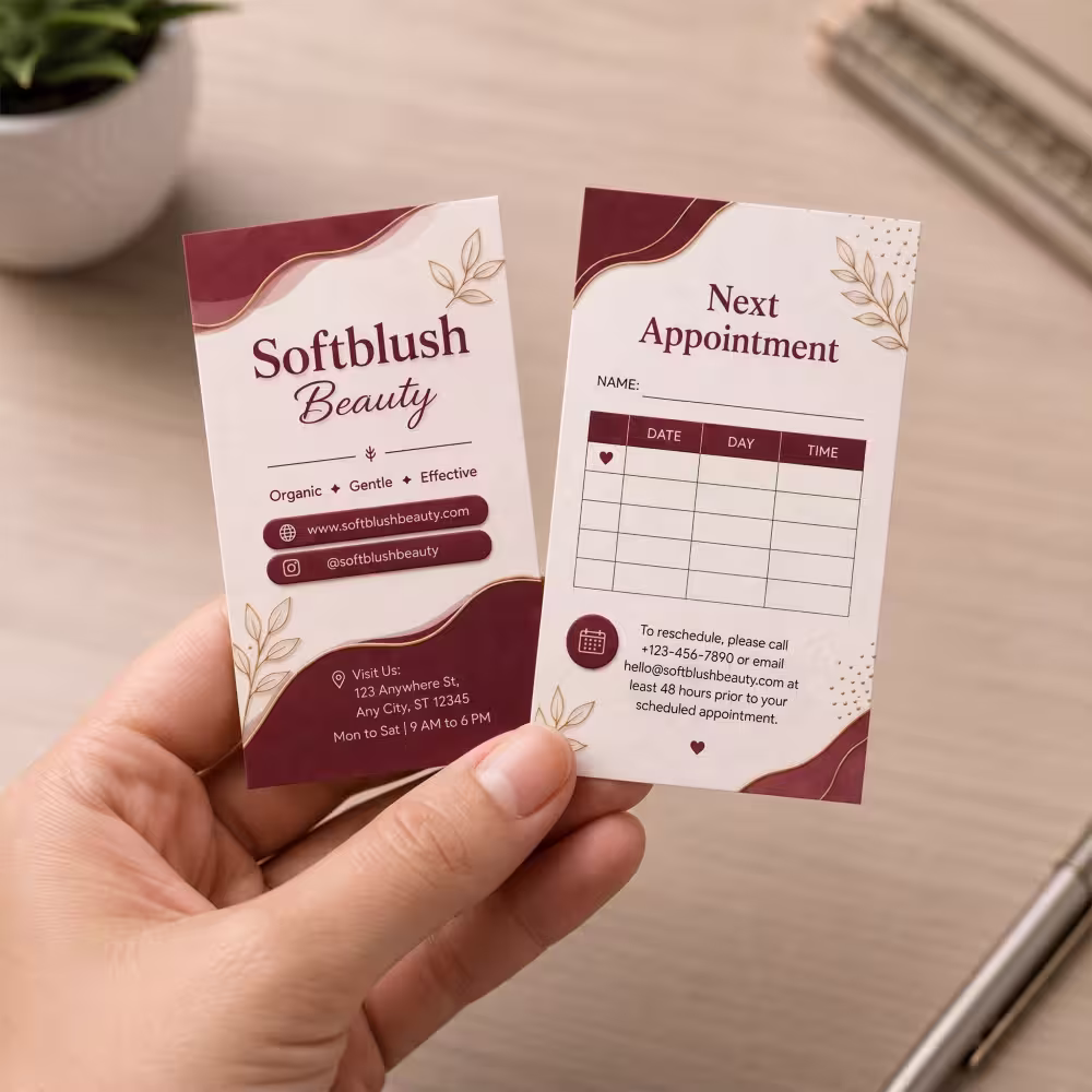 Custom appointment cards with personalized designs