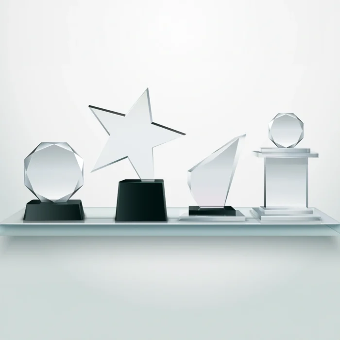 Acrylic Awards shine as symbols of achievement.