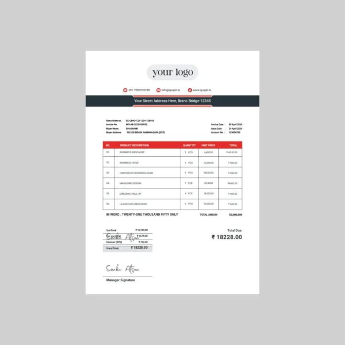 Open Bill Book Showing Itemized Charges