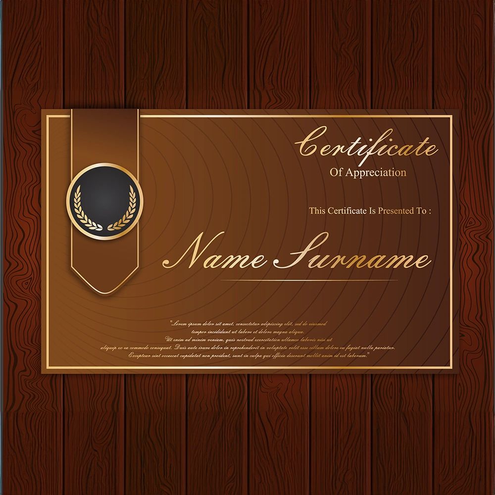 Personalized achievement certificate, laminated for durability.