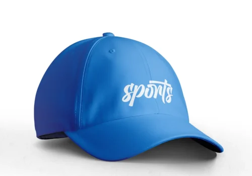 custom blue cap with sports logo