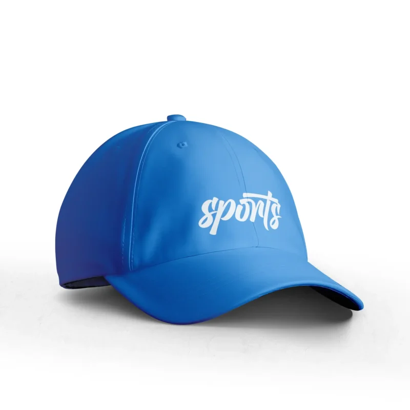 custom blue cap with sports logo