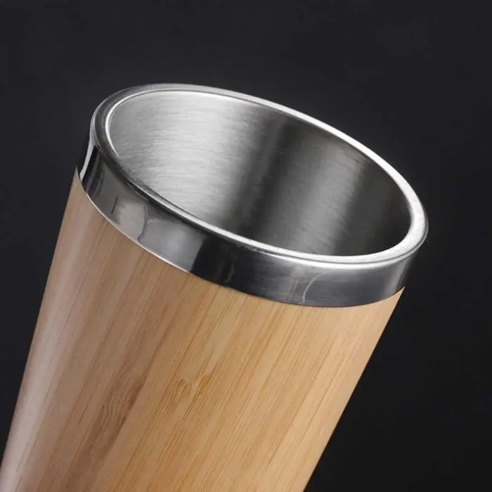 Eco-friendly bamboo coffee tumbler with flip lid