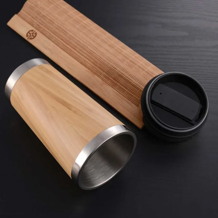 Stylish and sustainable bamboo coffee tumbler