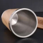 Flip lid bamboo coffee mug