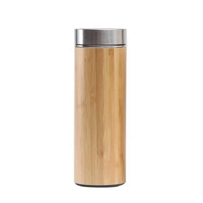 Engraved bamboo water bottle with custom text for gifts