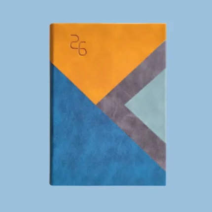 Customized Diary with logo in modern geometric design.