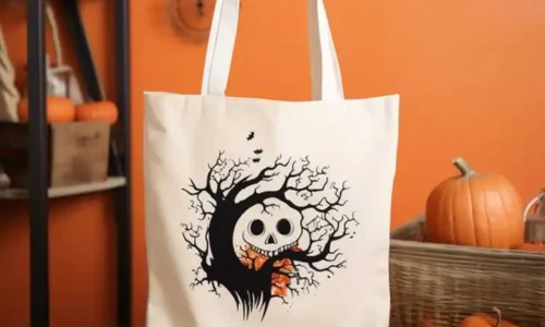 Custom cotton tote bag with personalized design, available in large size for shopping