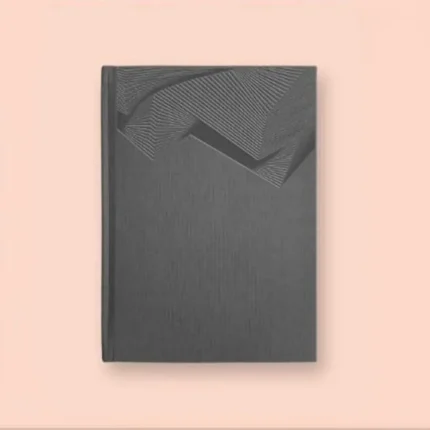 A high-quality A5 notebook with a sleek, personalized cover design, showcasing a smooth, ruled paper layout inside.