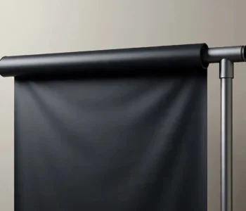Black vinyl banner printing material for your business hanging on a metal frame