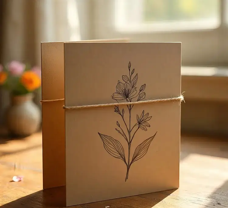 Minimalist greeting card printing material for your business with a delicate floral design