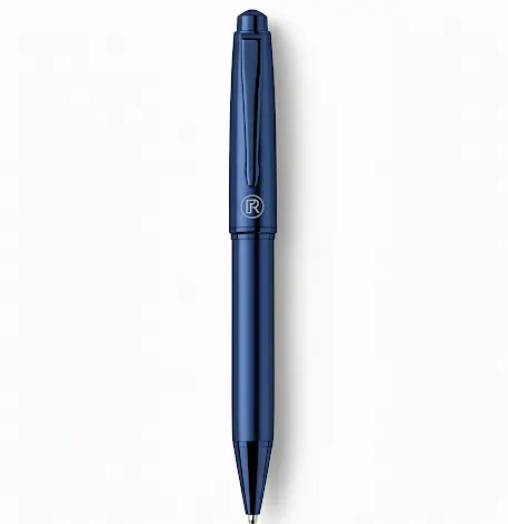 Custom Printed Pens for Business – sleek blue metal pen with elegant design