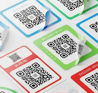 Custom QR Code Stickers designed for promotions and easy scanning, ideal for branding and customer engagement.