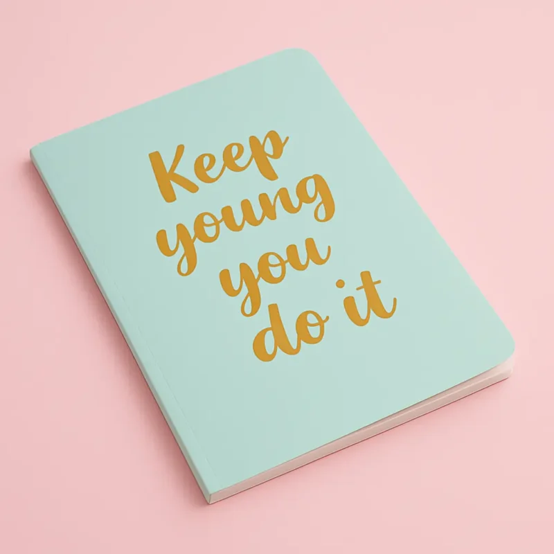 Softcover Power of Custom Notebooks with motivational quote design, perfect for personal inspiration and branding.