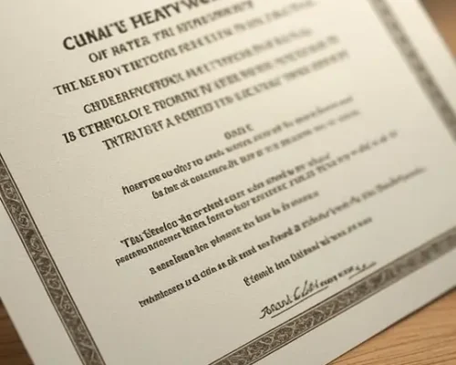 High-quality certificate on premium textured stock — ideal printing material for your business