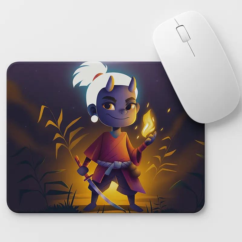 Gemini said A mouse pad featuring a stylized samurai illustration, ideal for employee appreciation gifts that add a creative touch.