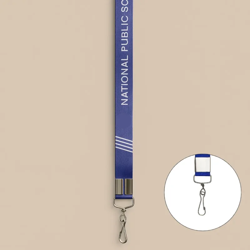 Custom printed school lanyard with metal twisted hook clip