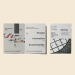 Professional A5 bi-fold brochure for "Key Highlights 2024" featuring clean typography, data points, and "Actual Impact Stories.