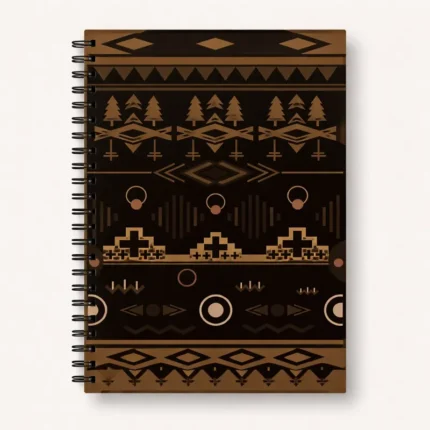 Capture your thoughts in this rustic, Kraft Personal Softcover Wiro Diary. Its earth-toned geometric patterns and pine tree motifs offer a grounded, soulful vibe.