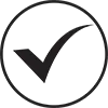 Simple black checkmark icon centered within a thin black circle.
