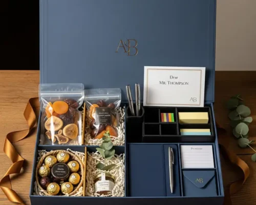 Client Gifting Ideas That Build Loyalty Desk organizer with gourmet hamper-Best Corporate Gifting Ideas